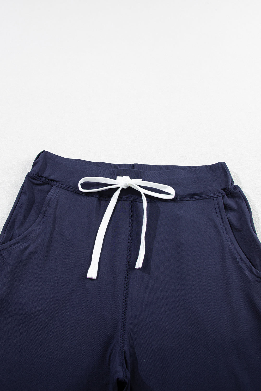 Drawstring Waist Pocketed Joggers | Navy Blue