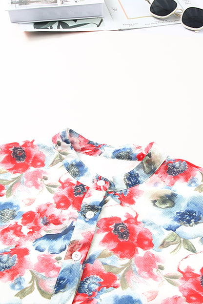 Vintage Floral Print Drawstring Flowy Dress | Sky Blue