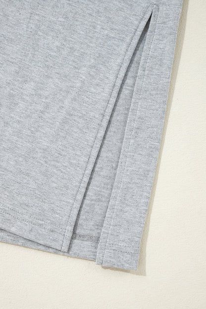 Split Long Cardigan And Skinny Pants Lounge Set | Light Grey