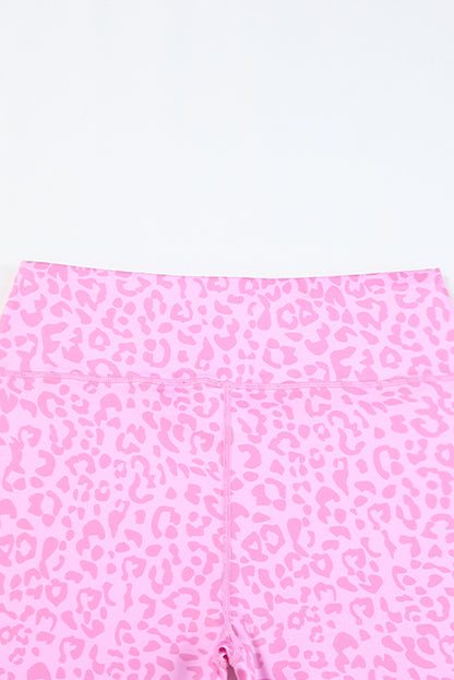 Leopard Print Elastic Cycling Shorts | Pink