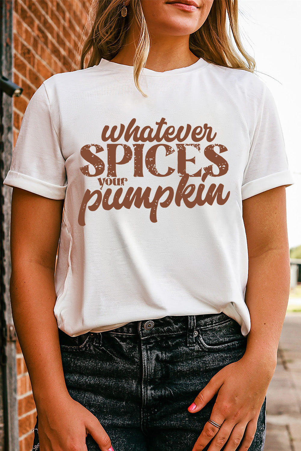 Whatever Spices Your Pumpkin Graphic Tee | White