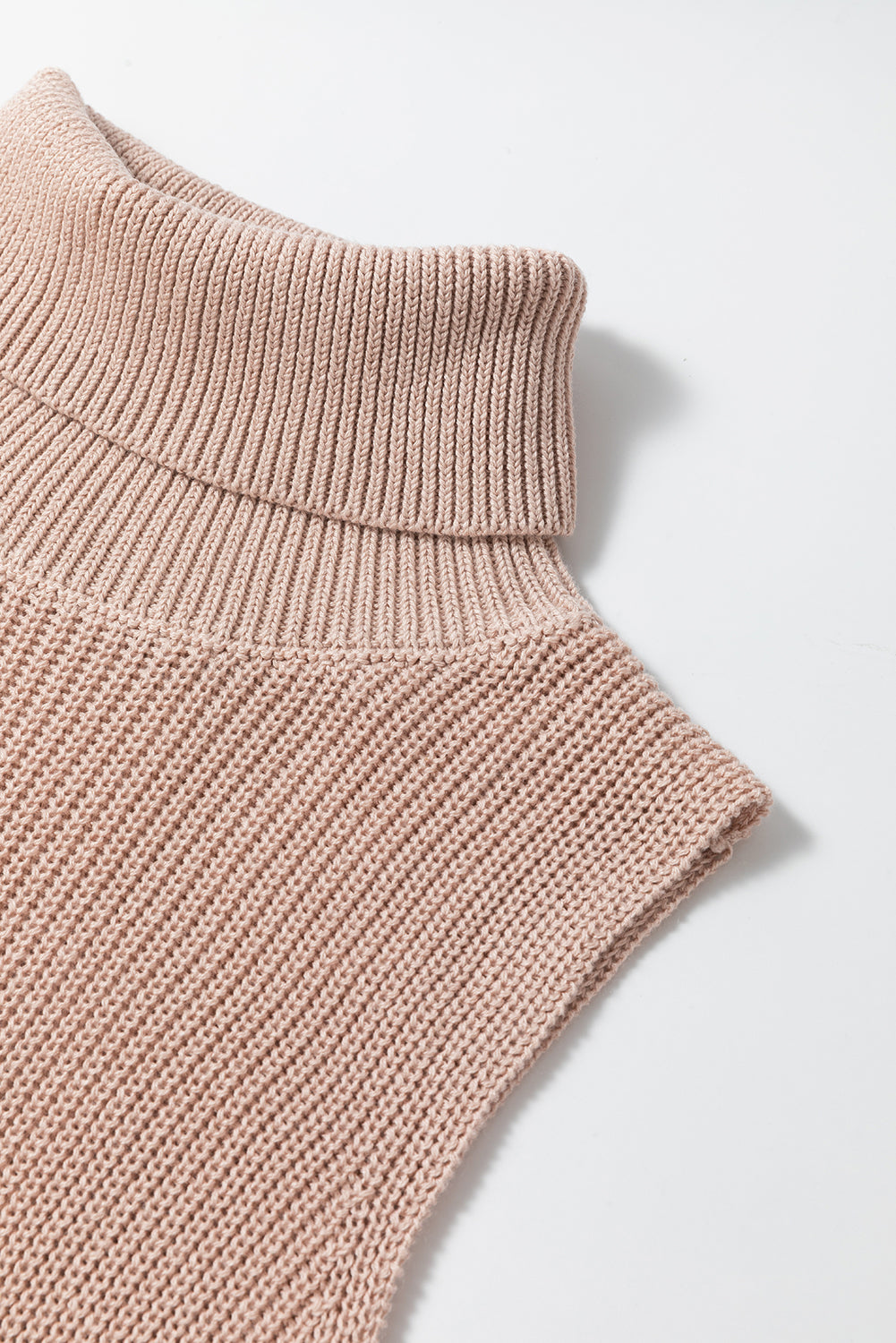 Solid Colour Turtleneck Knit Tank Top | Oatmeal