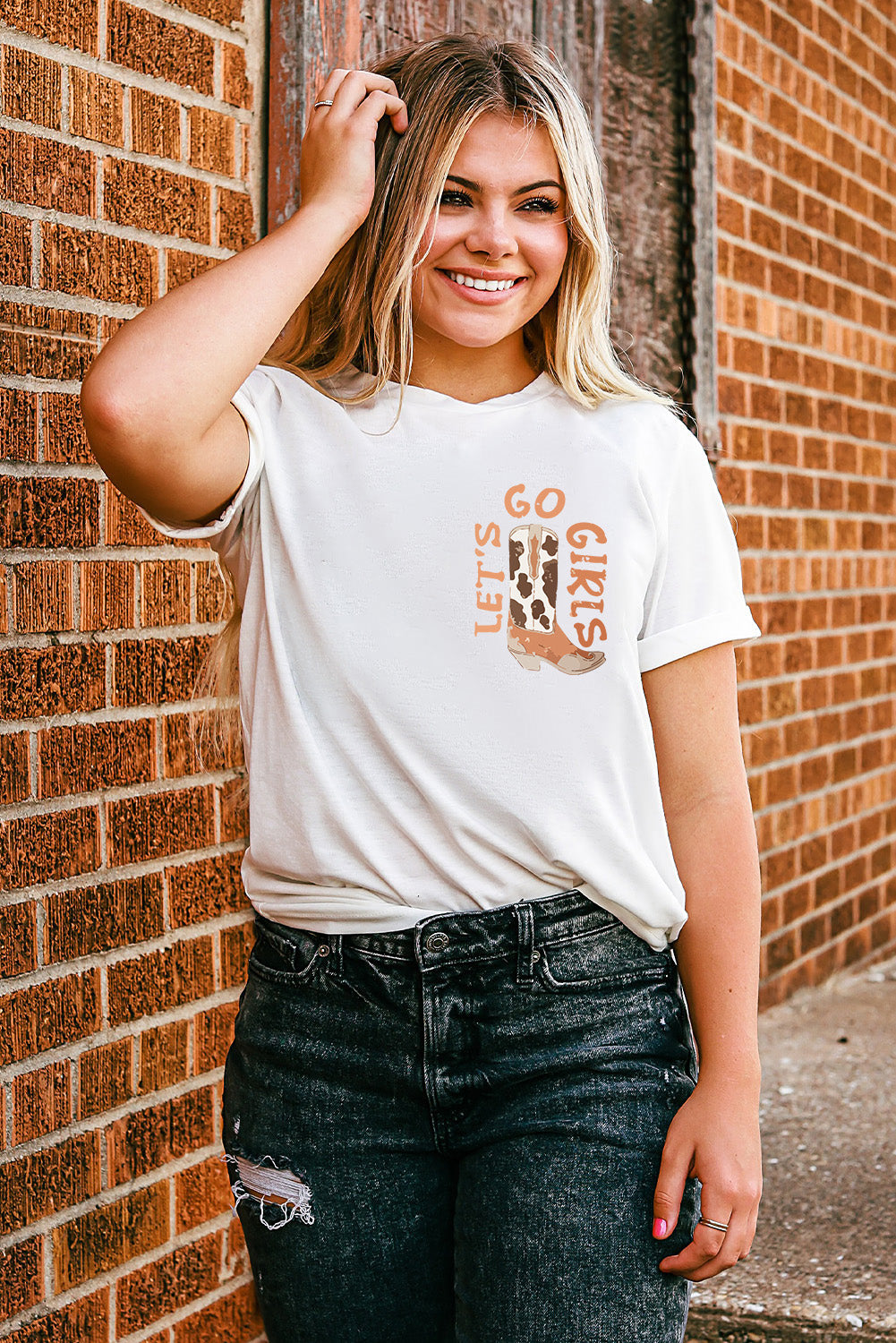 Double-Side Cowboy Hat & Boots Graphic Tee | White