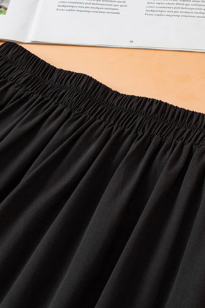 Ricrac Trim Colourblock High Waist Long Skirt | Black