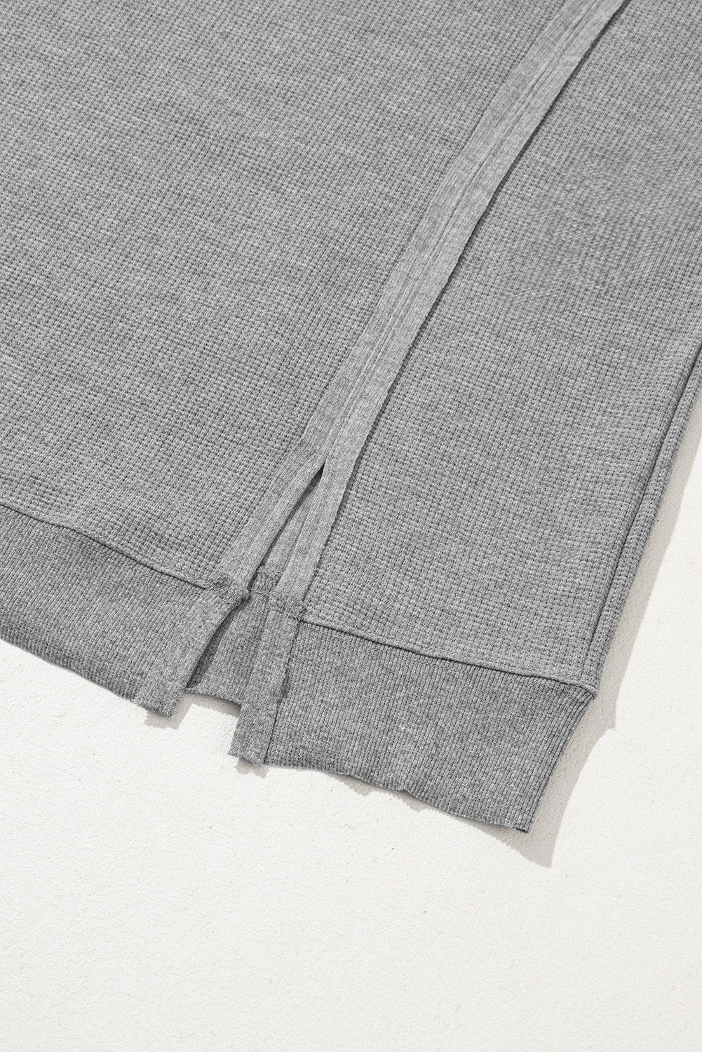 Waffle Knit Bishop Sleeve Split Oversized Top | Gray