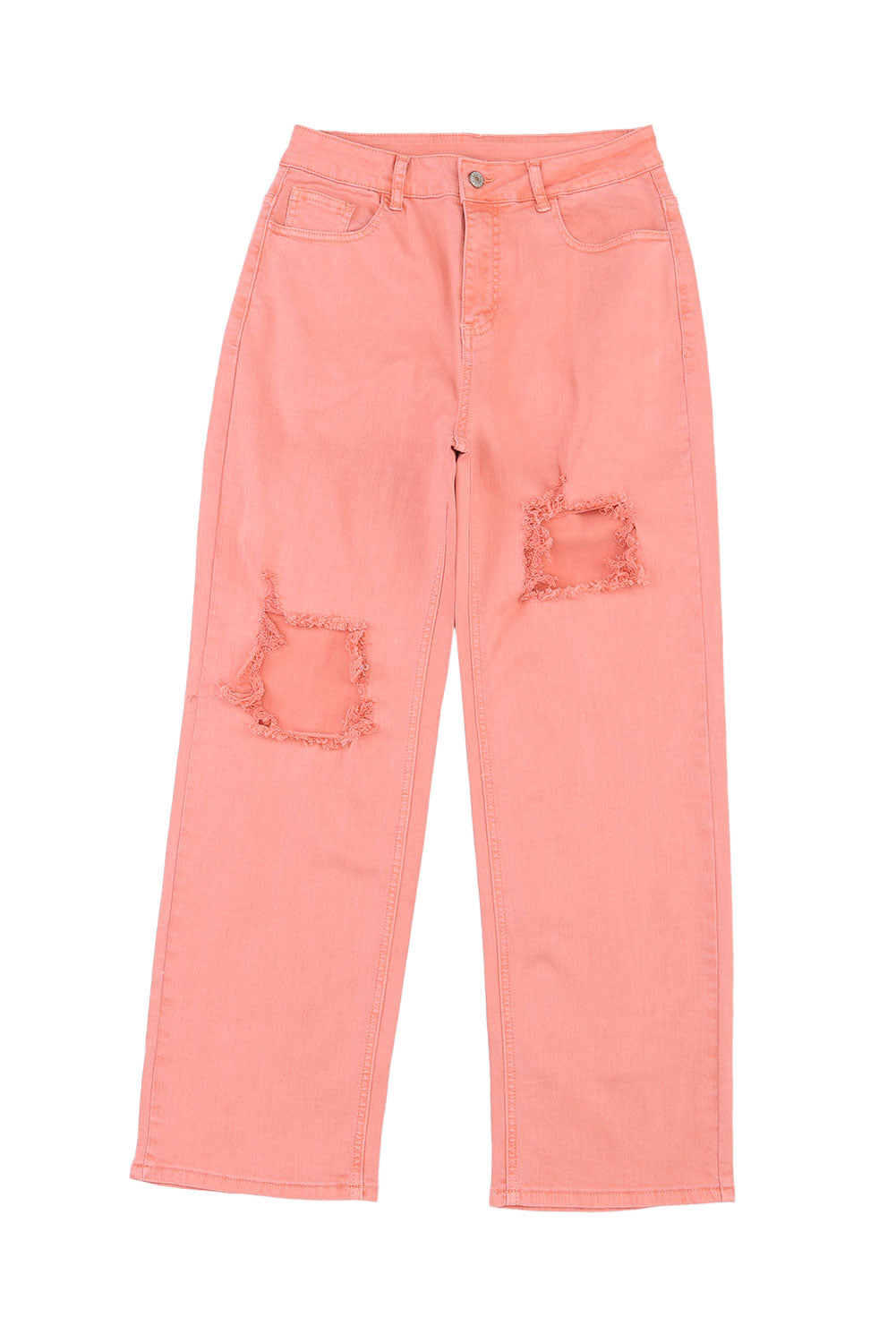 High Waist Ripped Straight Leg Pocket Jeans | Pink