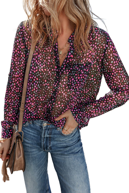 Polka Dot Printed Buttoned Casual Shirt | Grape Wine