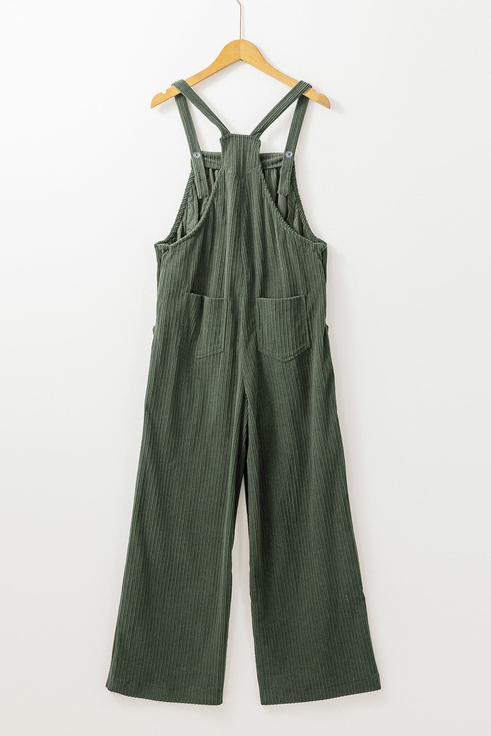 Plus Size Corduroy Pocketed Wide Leg Overall | Jungle Green