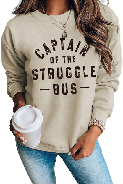 Captin Of The Struggle Bus Graphic Sweatshirt | Khaki