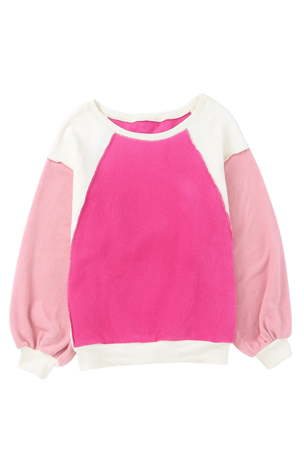 Colourblock Long Sleeve Pullover Fleece Sweatshirt | Rose