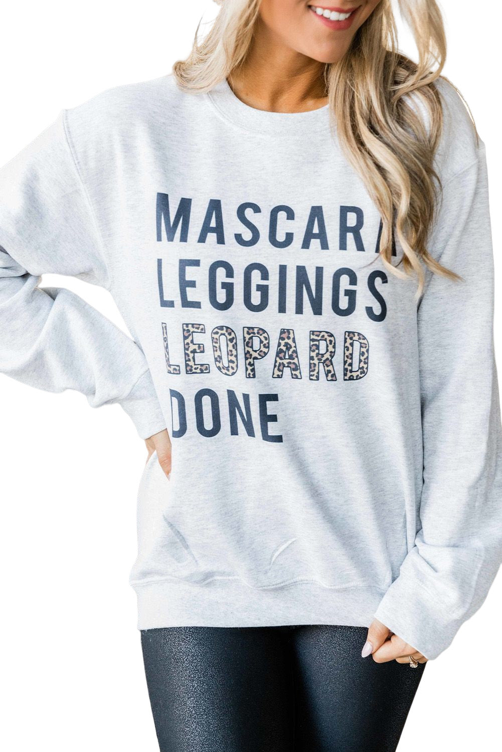 Letters Graphic Loose Sweatshirt | Gray