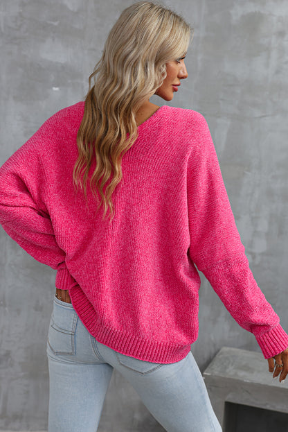 Buttons Front Pocketed Sweater Cardigan | Rose