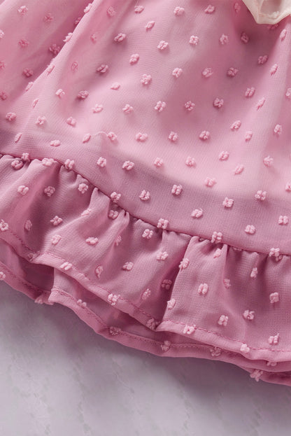 Ombre Swiss Dot Ruffled Tiered Mini Dress | Pink