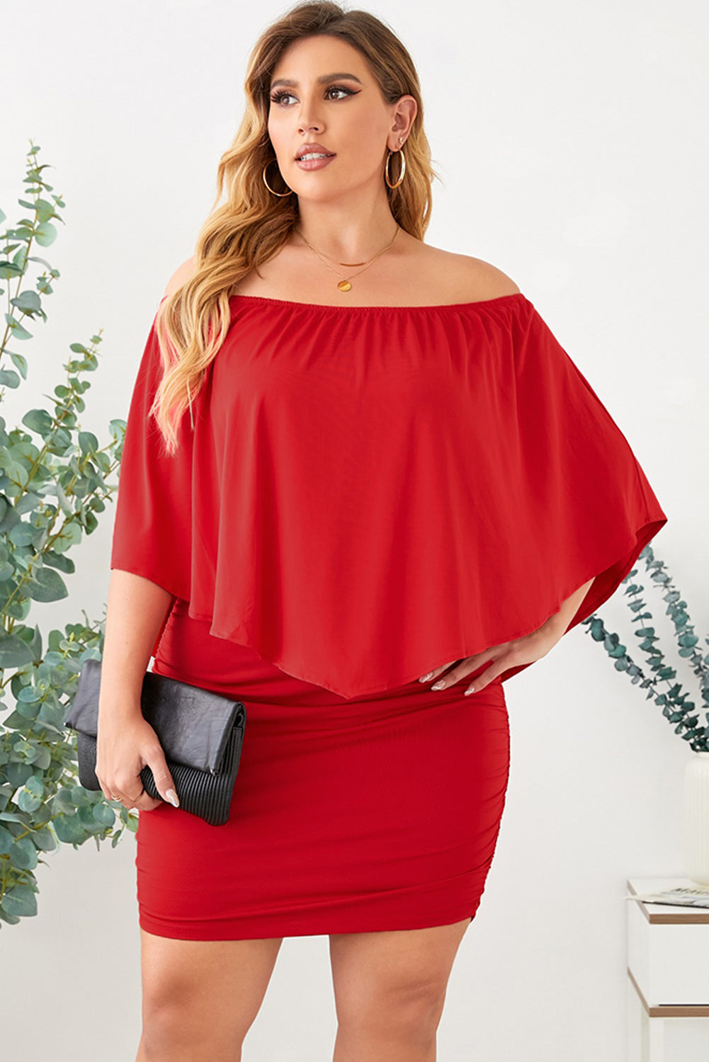 Multiple Dressing Layered Fiery  Mini Poncho Dress | Red