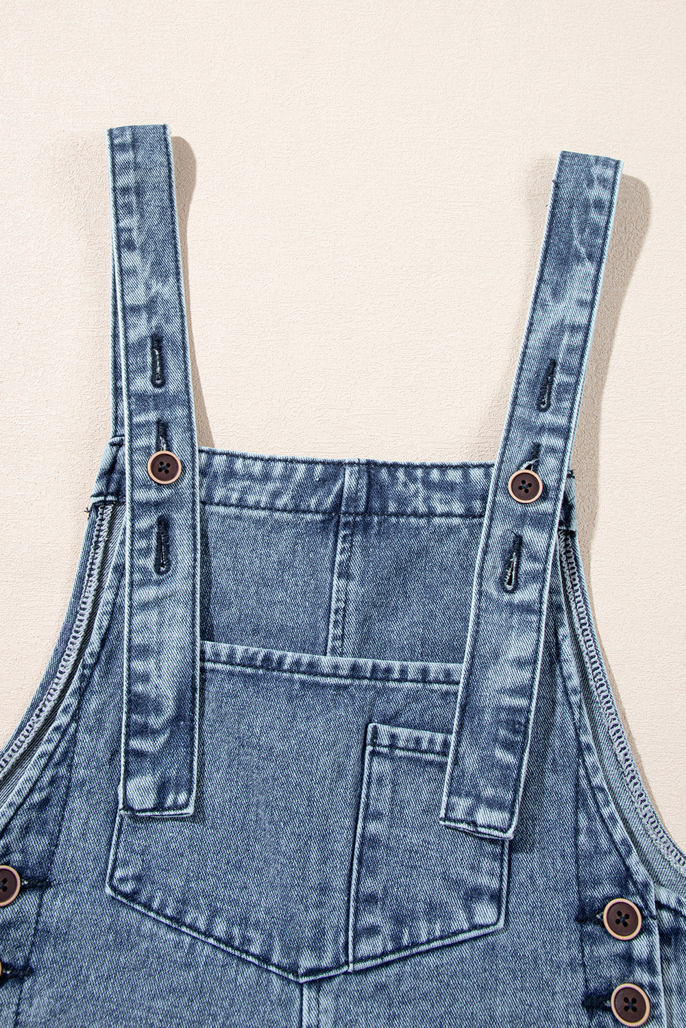 Distressed Bib Pocket Wide Leg Denim Overall | Stone Blue