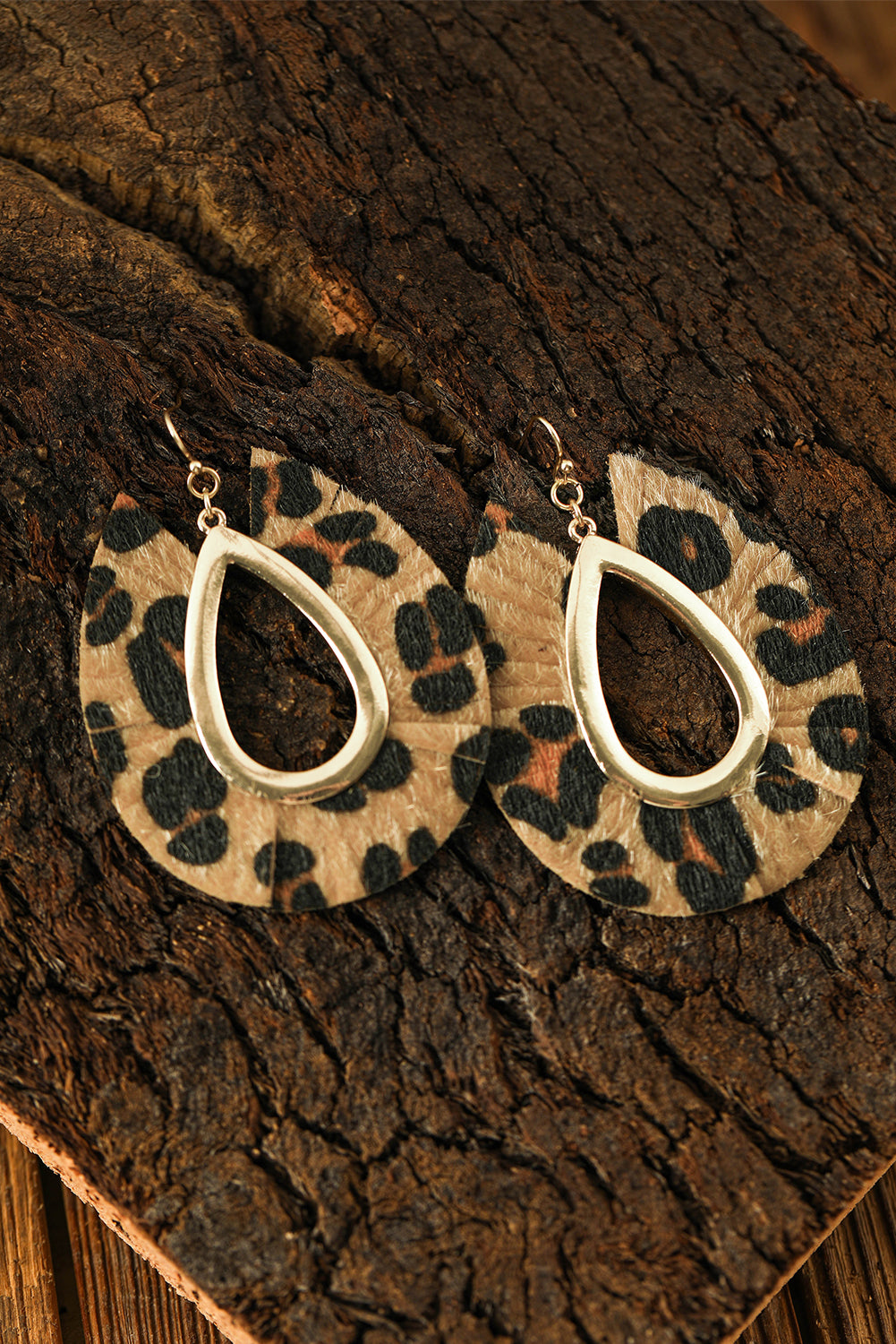 Leopard Print Hollow Out Drop Earrings | Chestnut