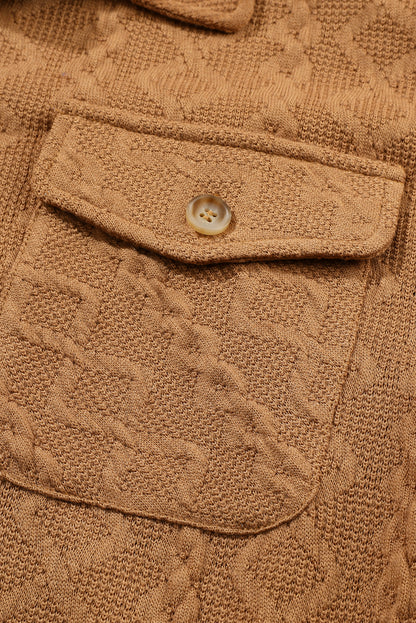 Cable Knit Flap Pocket Shacket | Camel