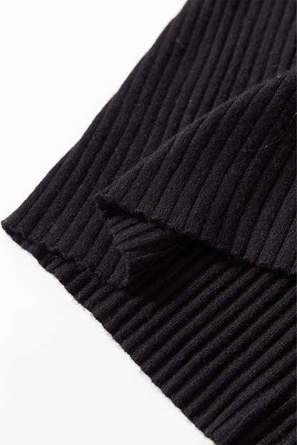 Ribbed Knit Collared Slim Fit Sweater Cardigan | Black