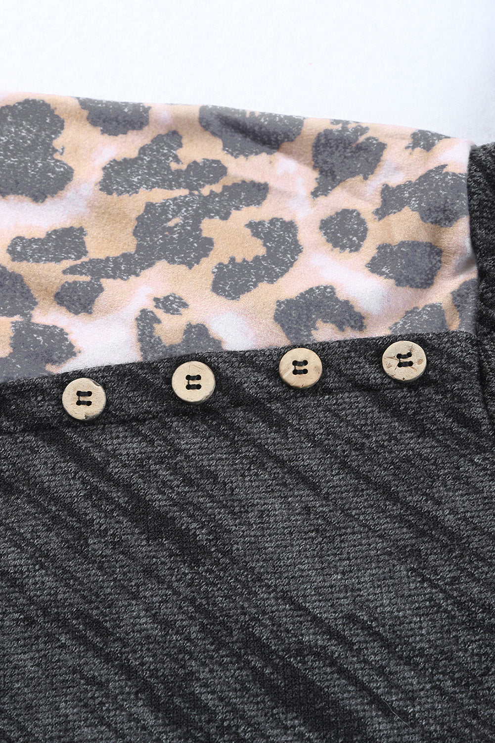 Brushed Leopard Contrast Hoodie | Gray