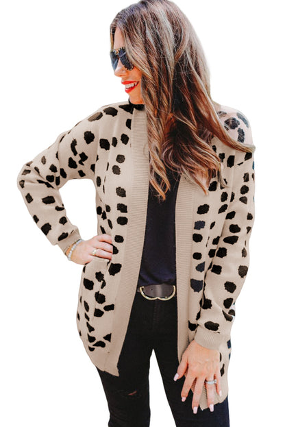 Animal Spotted Pattern Open Front Cardigan | Leopard