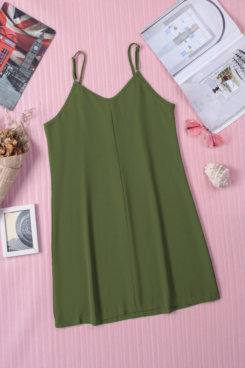 Buttoned Slip Dress | Green