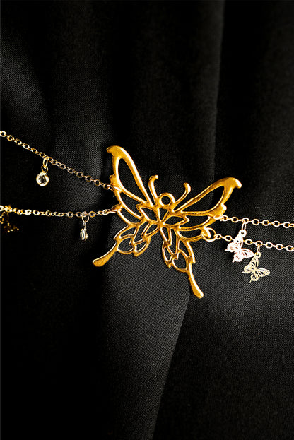 Butterfly Decor Tassel Plate Alloy Layered Waist Chain | Gold