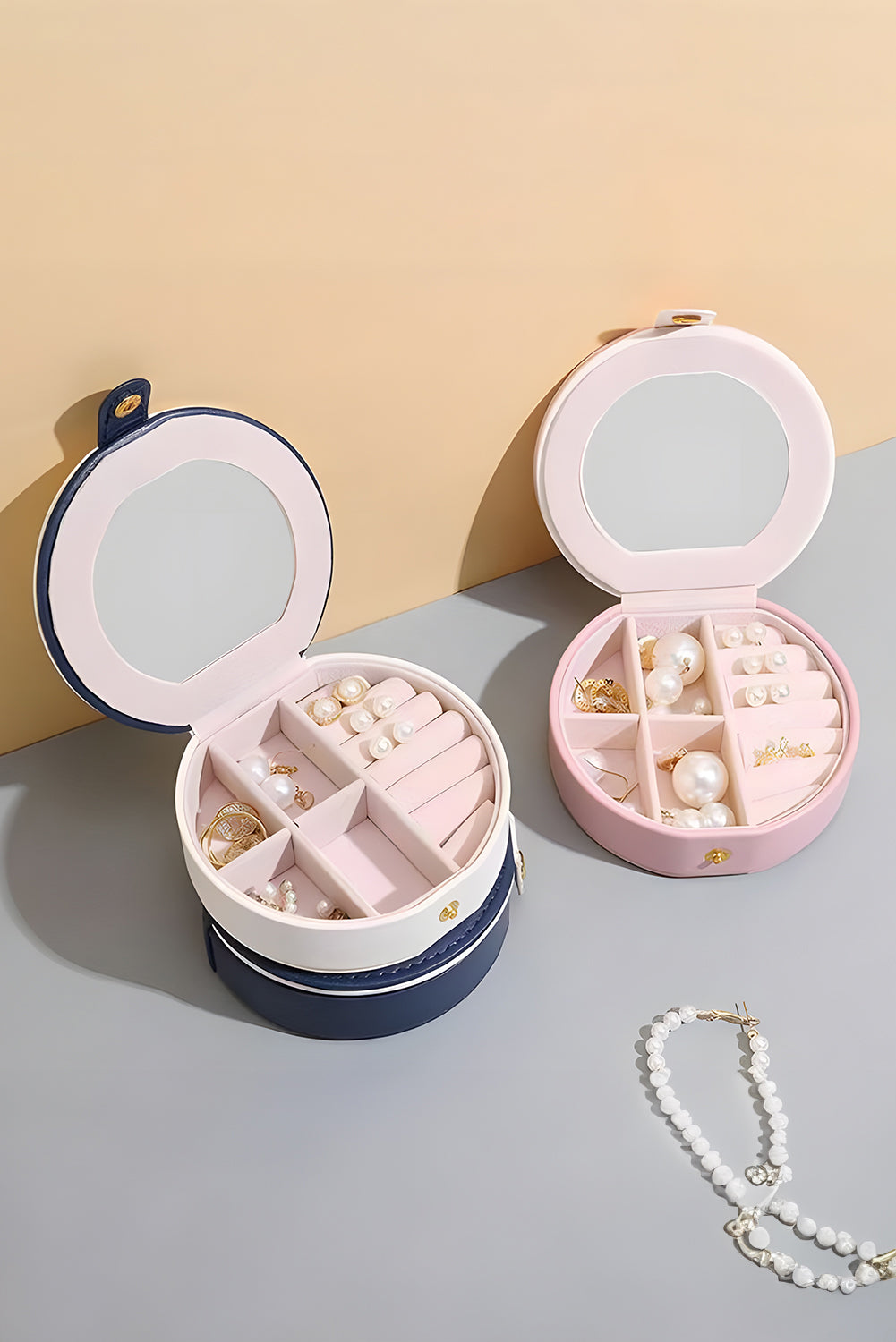 Jewelry Organizer Cases With Mirror | Light Pink