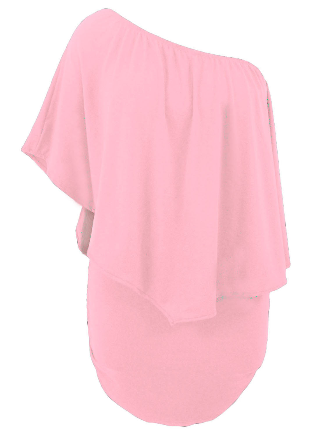 Plus Size Dressing Layered  Mini Poncho Dress | Pink