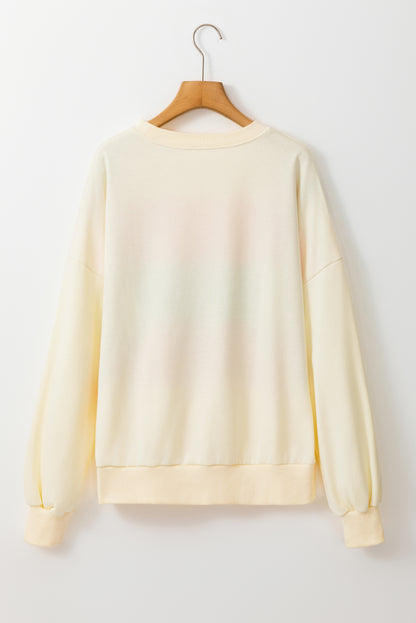 Colourblock Patchwork Crewneck Drop Shoulder Sweatshirt | White