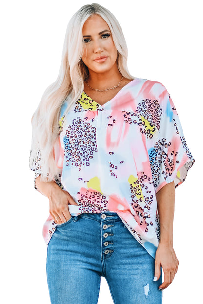 Animal Watercolour Mixed Print Loose Top | White