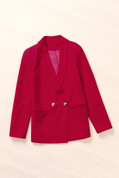 Wavy Collar Single Button Blazer | Rose