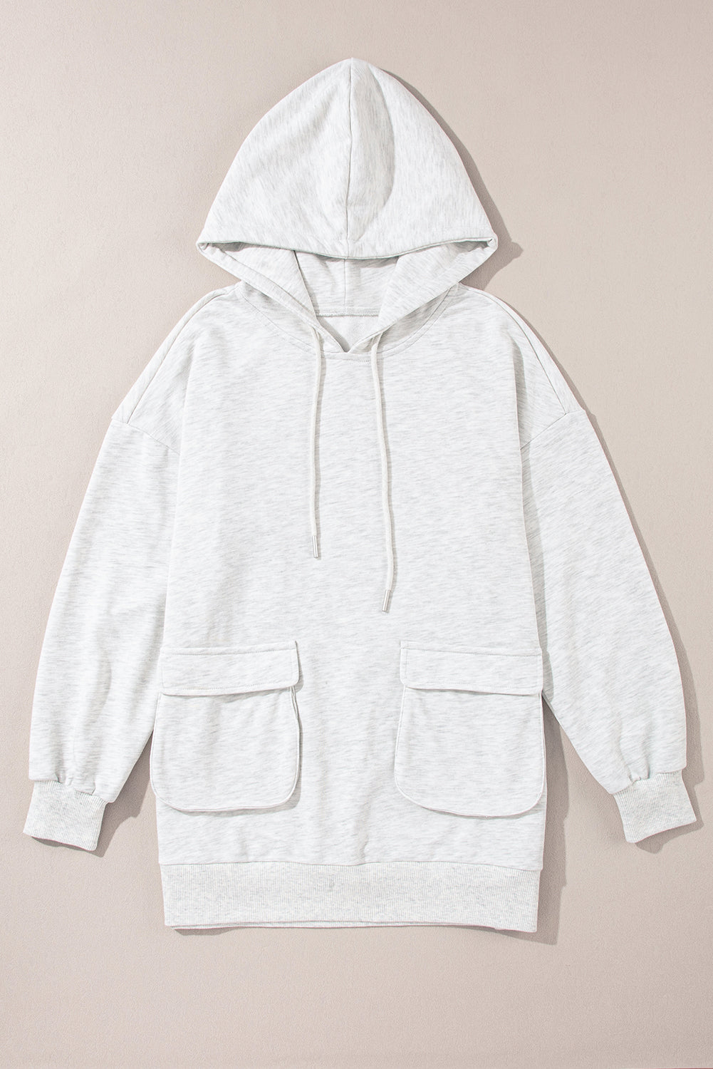 Double Flap Pocket Drawstring Hoodie | Apricot