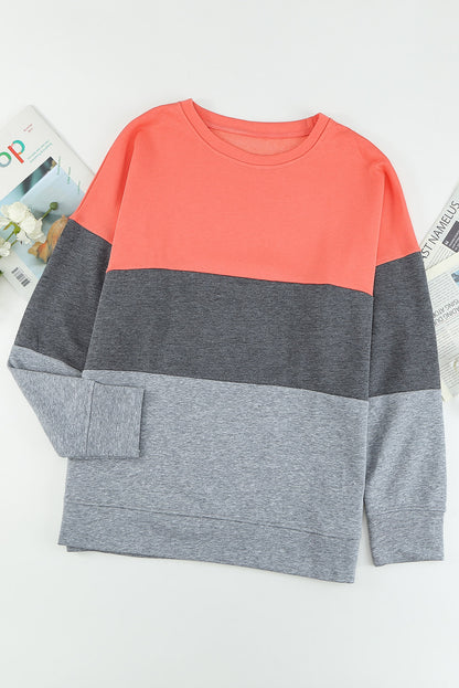 Crew Neck Colourblock Plus Size Sweatshirt | Gray