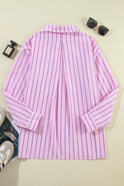 Chest Pocket Casual Shirt | Pink Stripe