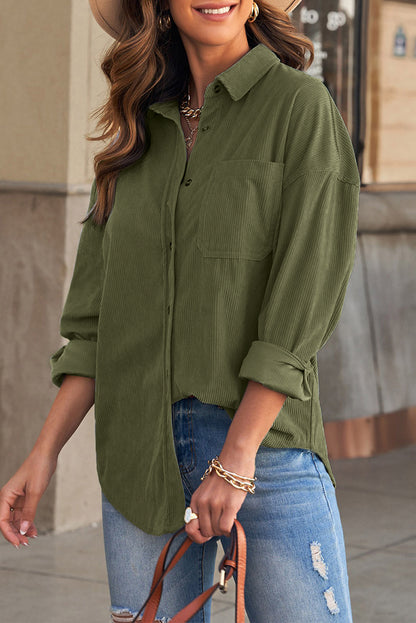 Green Corduroy Button Pocket Shirt