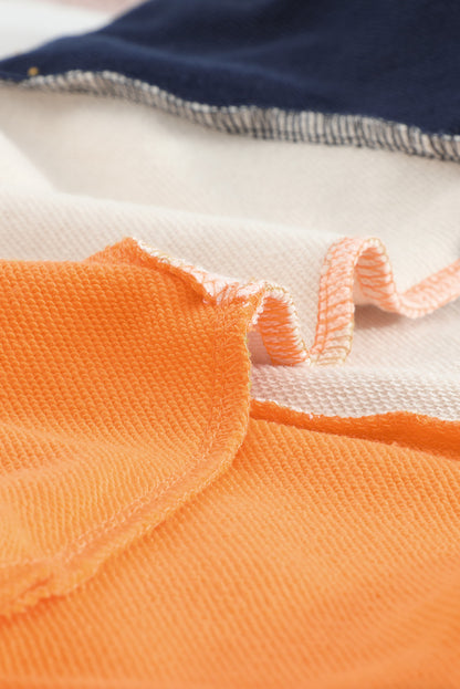 Colourblock  Contrast Stitching Sweatshirt With Slits | Orange