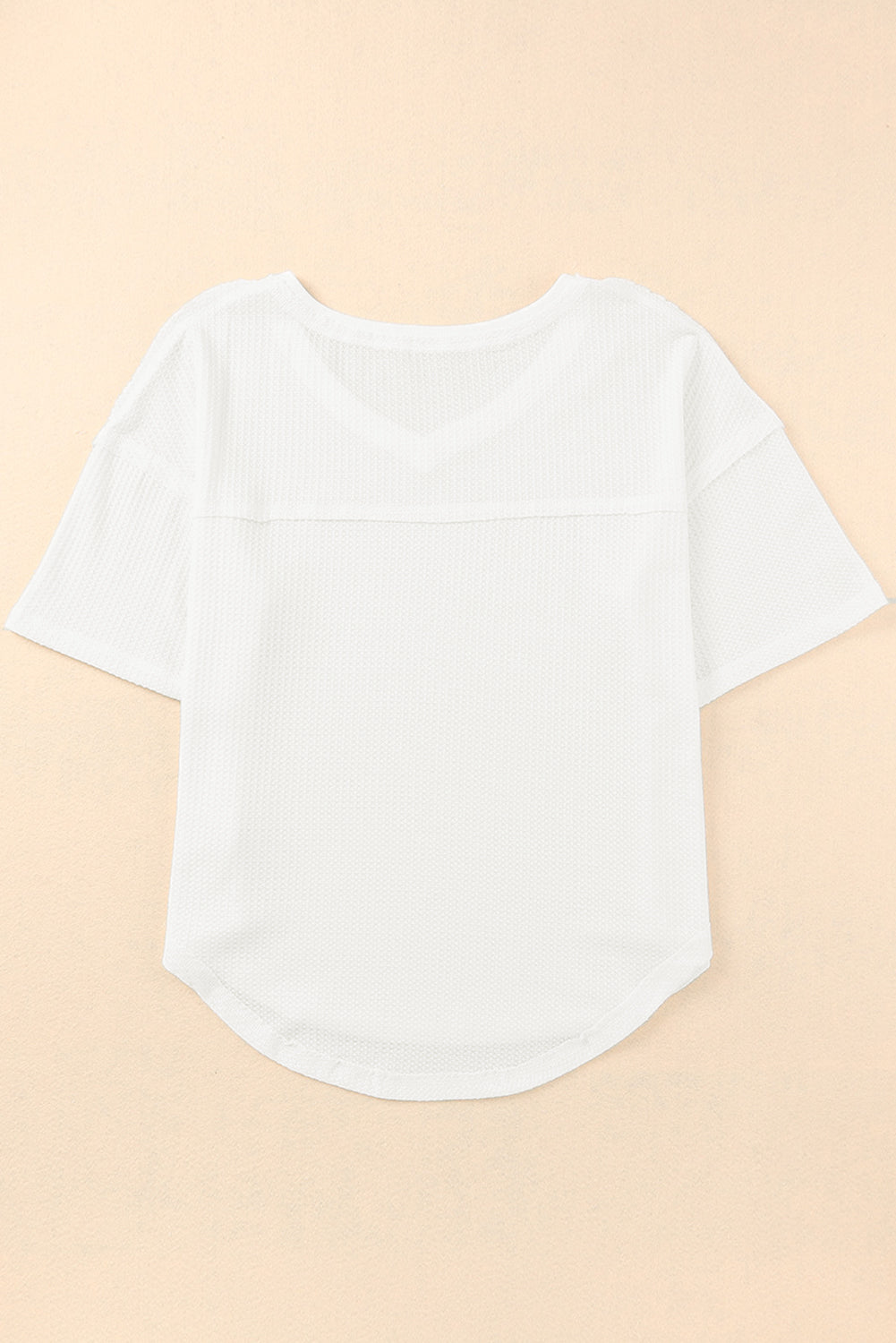 Waffle Knit Drop Shoulder Loose Top | White