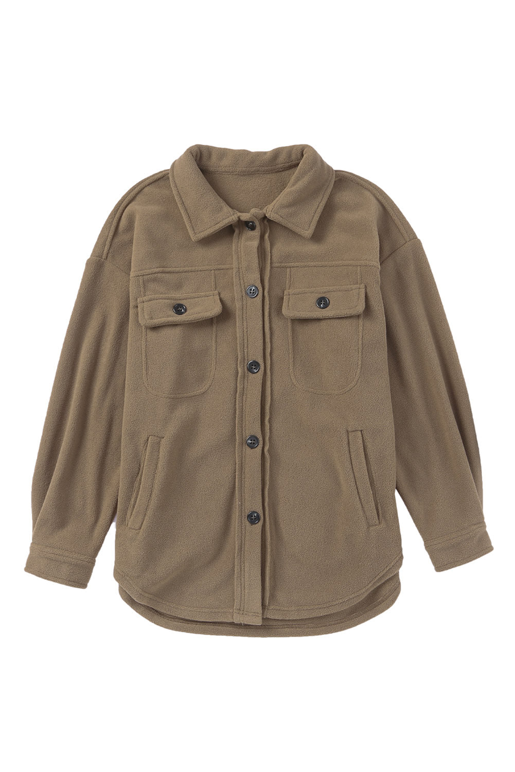 Turn Down Collar Buttoned Shirt Jacket | Green