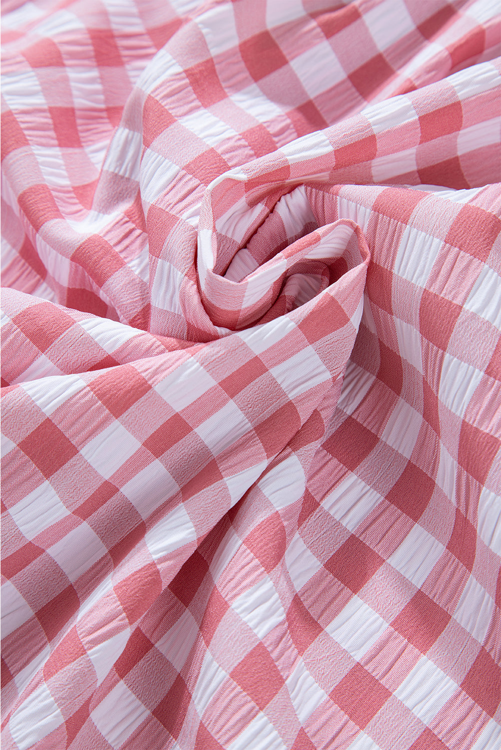 Gingham Print Chest Pockets Buttoned Collared Shirt | Pink