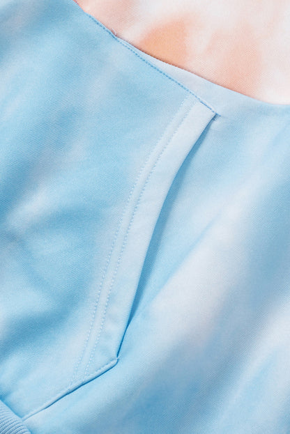 Colourblock Kangaroo Pocket Plus Size Hoodie | Sky Blue