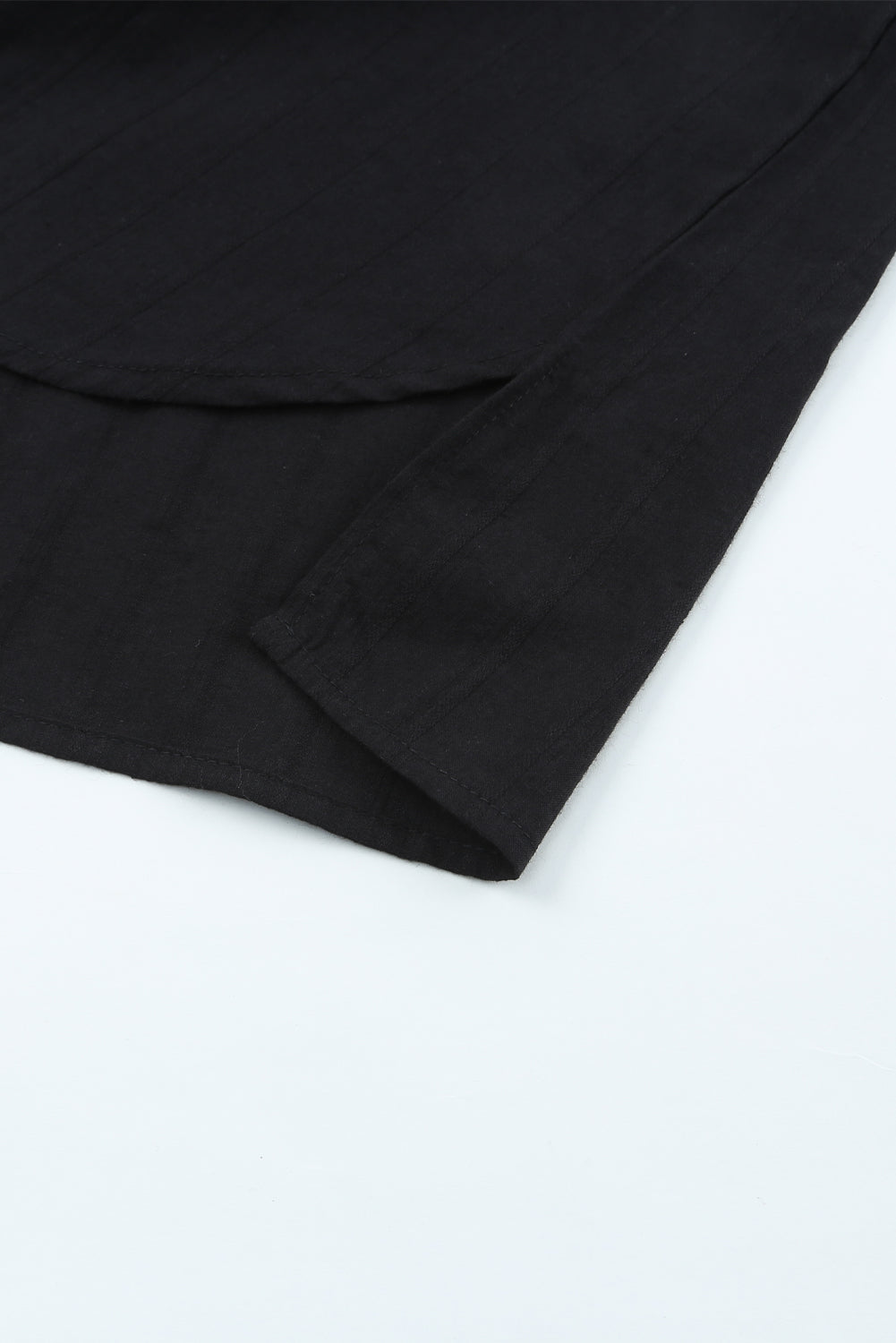 Textured Buttoned Pocket Long Sleeve Shirt | Black