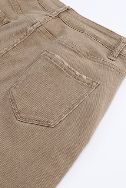 Raw Hem High Waist Flare Jeans | Khaki