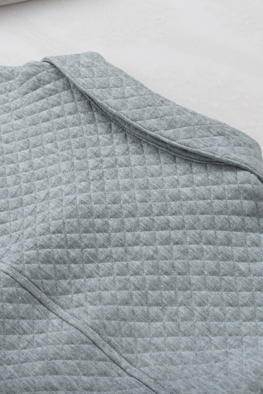 Retro Quilted Flap Pocket Button Shacket | Gray