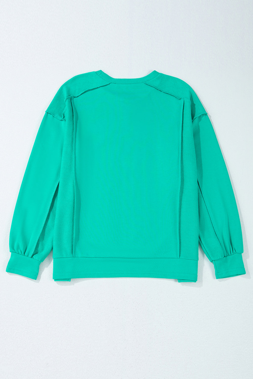 Splicing Round Neck Pullover Sweatshirt | Mint Green