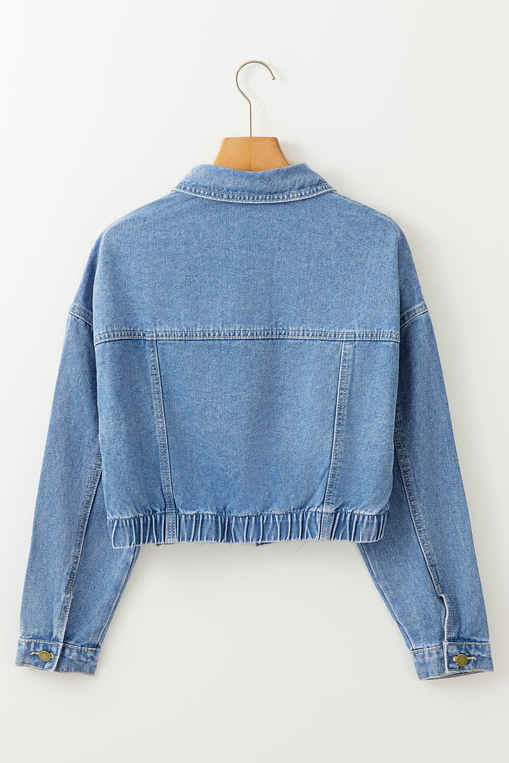 Medium Wash Chunky Cropped Denim Jacket | Sky Blue