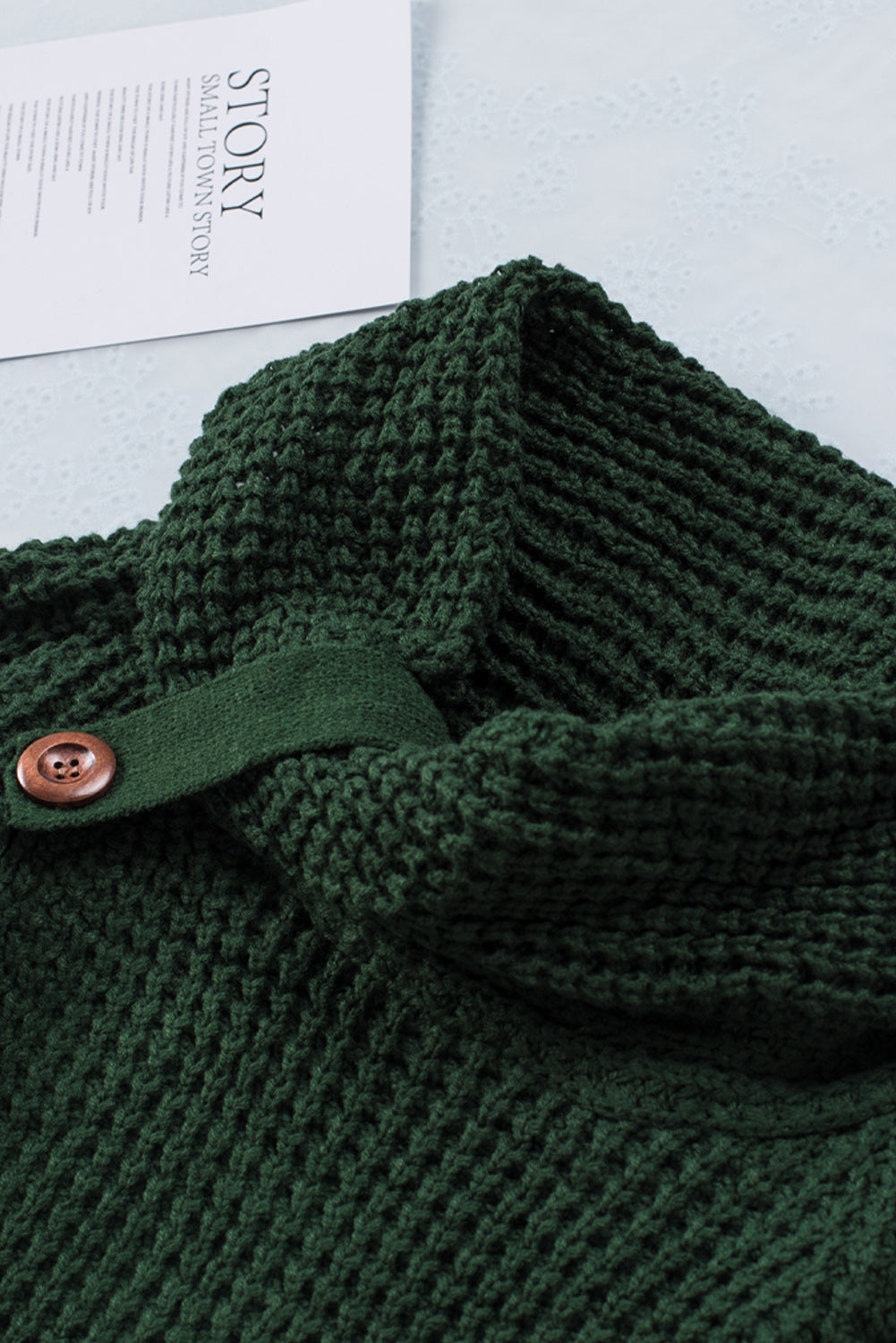 Olive Buttoned Wrap Turtleneck Sweater | Green