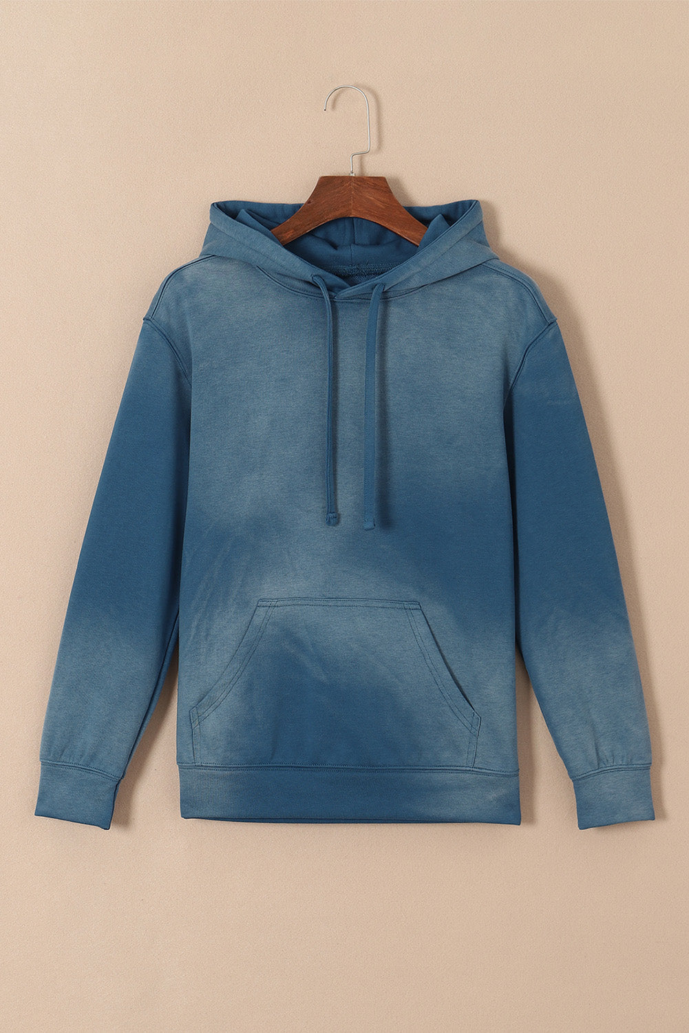 Solid Kangaroo Pocket Drawstring Hoodie | Blue