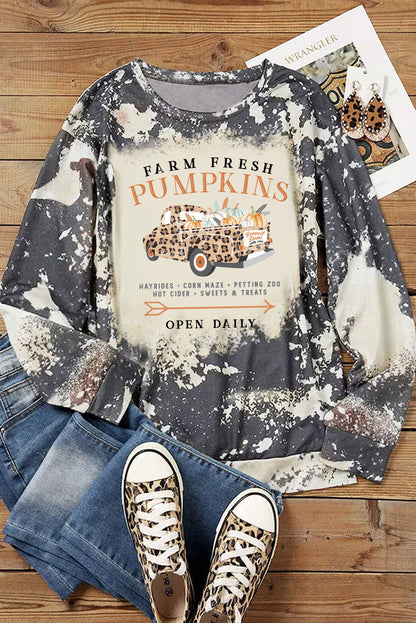 Farm Fresh Pumpkins Graphic Bleached Top | Multicolour