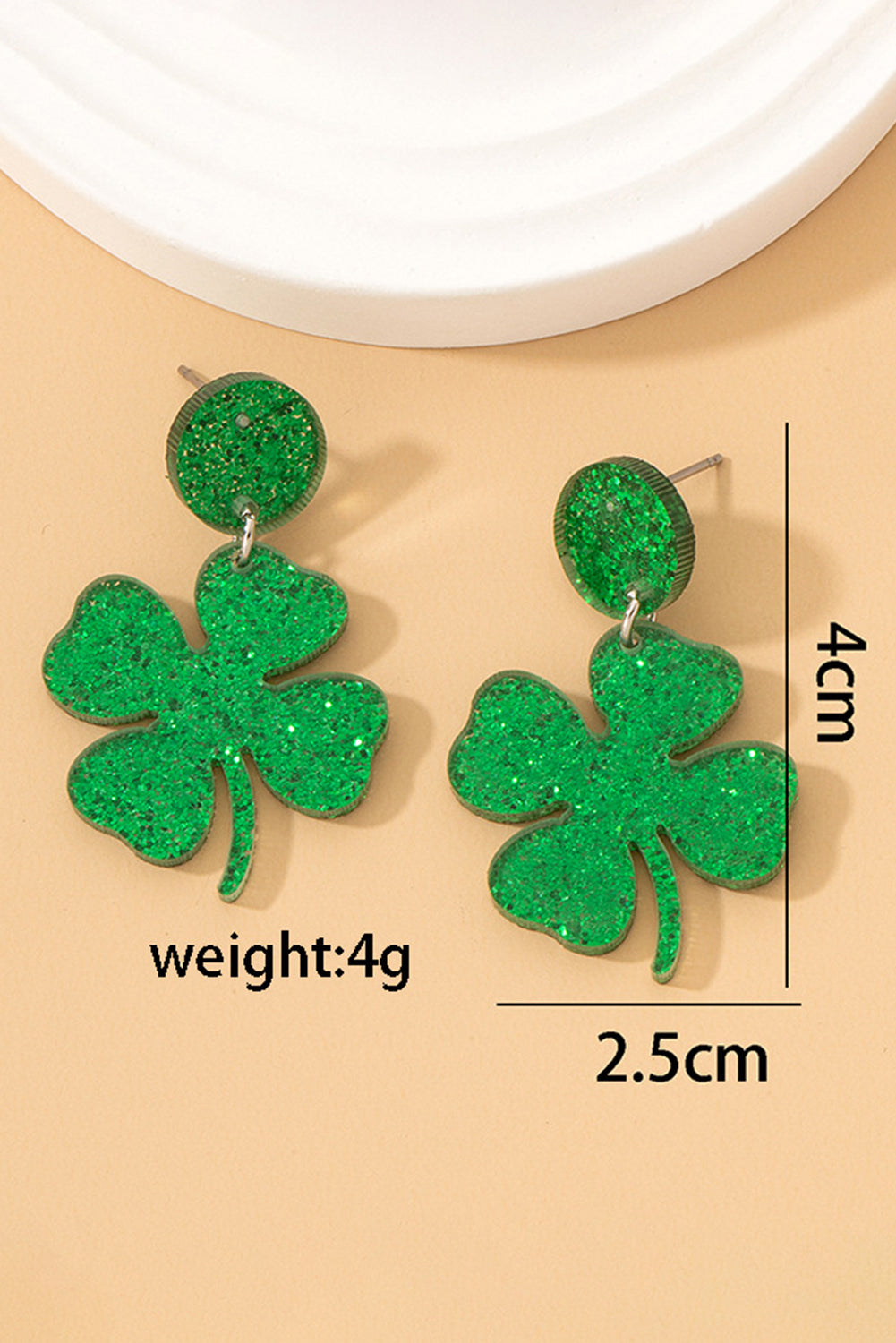 St Patricks Shamrock Shape Stud Earrings | Blackish Green