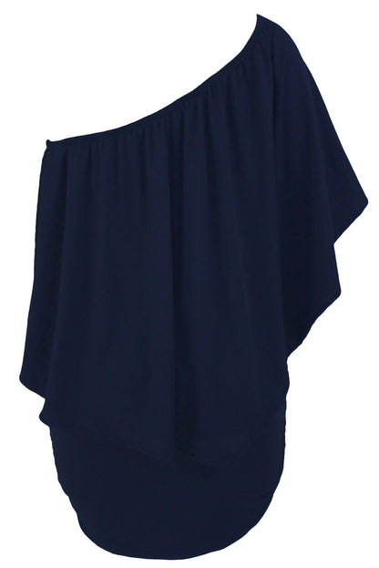 Multiple Dressing Layered Dark Blue Mini Poncho Dress | as shown